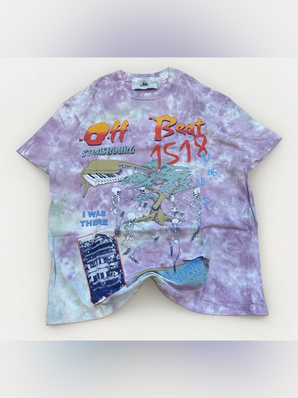 Vintage Jungles Off Beat Large Strasbourg 1518 Tie-Dye Single Stitch Skeletons